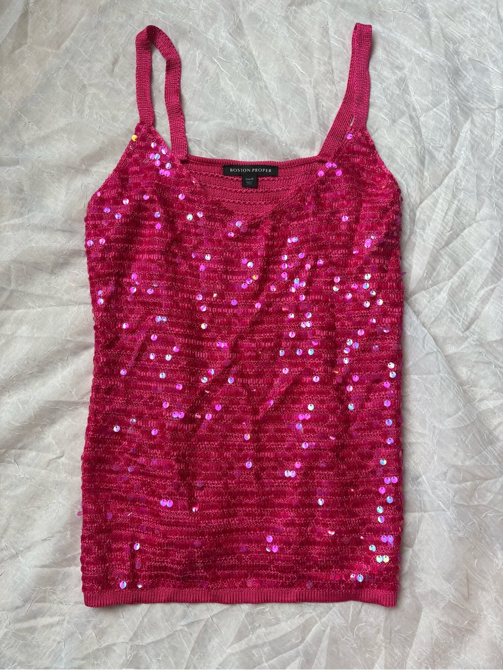 Boston Proper Pink Sequin Knit Cami - Picture 2 of 3